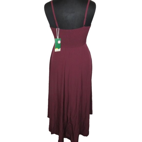 Halara Smocked Back Wrap Look Flowy High Low Maxi Dress Amaranth Size XL - Picture 8 of 11